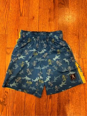 Boys Lacrosse Unlimited Blue Shark-Print Shorts- Hammerheads